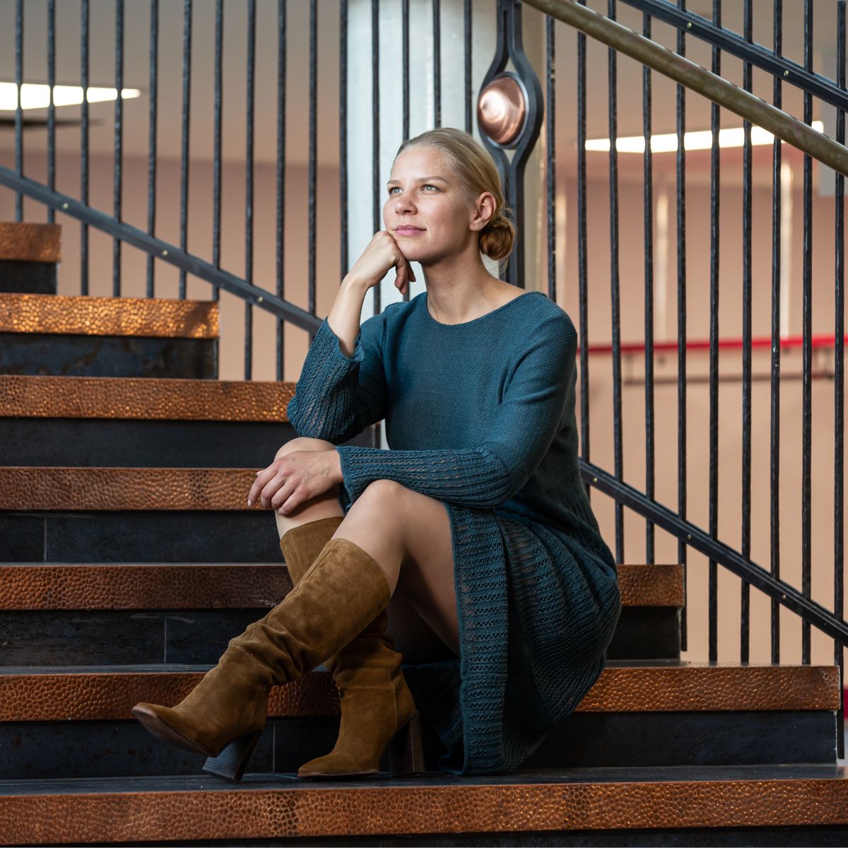 Pirita Design Pellavaneulemekko Aaria color petrol