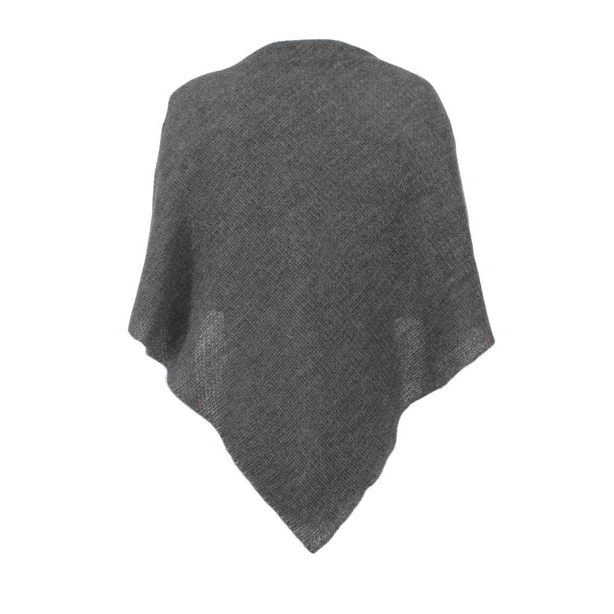 Pirita Design alpakkakolmiohuivi Saana color grey takaa harteille laitettuna