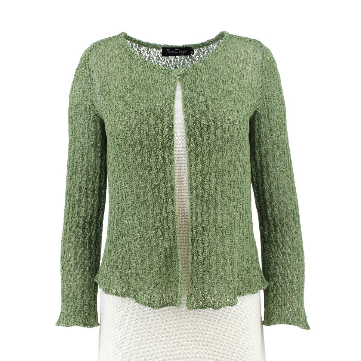 Pirita Design pellavaneulejakku Vanamo color salvia green